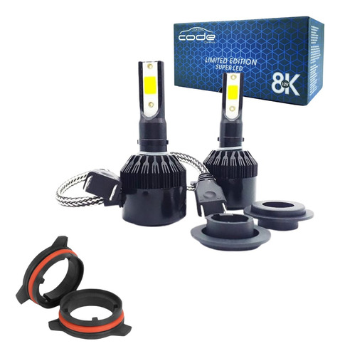 Kit Super Led Techone 8000k 12v H7 Gol G5 C/ Adaptador Led