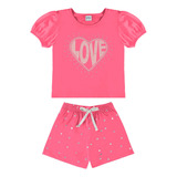 Conjunto Infantil Feminino Love Rovi Kids Rosa