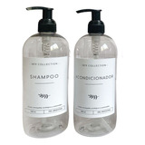 Set Dispenser Plastico Transp Shampoo+acondicionador 500 Ml