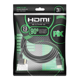 Cabo Hdmi 2.0 90º 4k 3d Ultrahd 19 Pinos Ps4 Xbox 3 Metros L