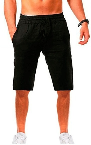 Short Pantalón De Algodón Y Lino Para Hombre, Playa, Yoga