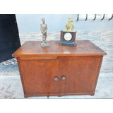 Antiguo Mueble Bajo En Madera Maciza Con Tabla De Apoyo 