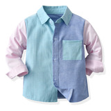 Camisa De Vestir Para Niños Azul Y Rosa Color En Contraste M