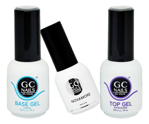 Base + Top + Top Mate Gel 3 Pasos Uñas Gel , Gc Nails