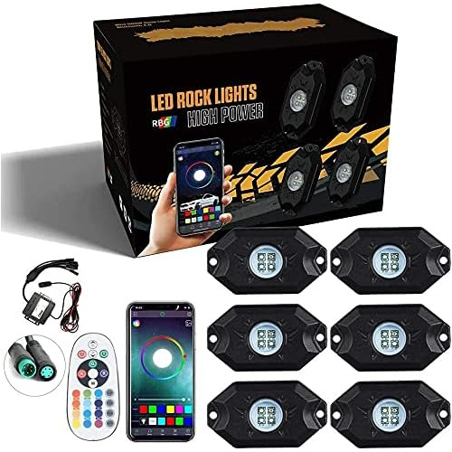 Luces Led Rgbw Roca De 6 Pods Camiones, Modo Musical, 2...