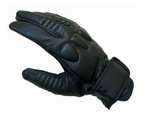 Guantes Negros Biker De Piel 100% + Correa P/guantes