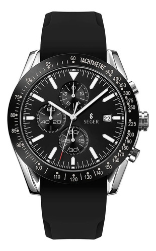 Reloj Hombre Seger 9253 Original Eeuu Elegante Sport Casual Color De La Malla Negro - Gris