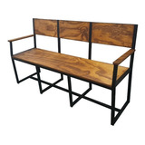 Banco Banqueta Sillon Industrial Hierro Madera 160x45 3 Cpos