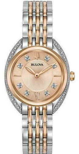 Relógio Bulova 98r175 Prata/rose Banho Ouro 24 Diamantes