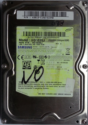 Disco Duro Samsung Hd103sj 1tb Sata 3.5 - 820 Recuperodatos