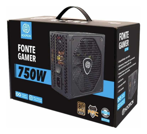 Fonte Atx-750w Hoopson Real 80 Plus Gt-750 Gamer