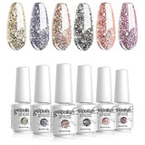 Vishine Platinum Glitter Sparkly Gel Esmalte De Uñas Juego D