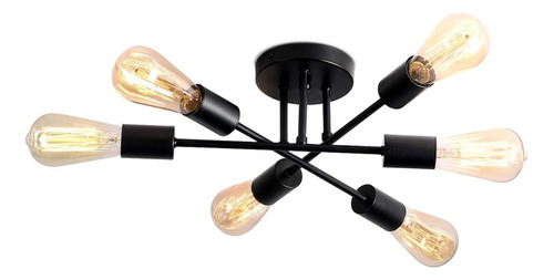 Lámpara Colgante De Techo De Metal Con 6 Luces E27