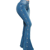 Pantalones Vaqueros Acampanados Casuales Para Mujer, Pantalo