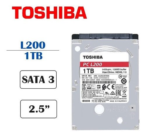 Disco Duro Toshiba 1tb 2.5 5400 Rpm Sata3