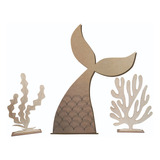 Cola Sirena 85cm 1 Alga 50cm 1 Kelpo 50cm Mdf Decoración Kit