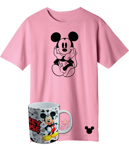 Polera Mickey Mouse + Tazon - Mascota - Estampaking