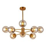 Lustre Pendente Globos Esfera Vidro Jabuticaba Figo 8x E27 Cor Dourado 110v/220v