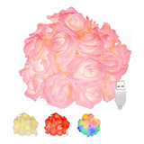 Cadena De Luz Decorativa Led Flor Rosa, 3m 20led Entrada Usb Color De La Luz Rosado