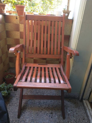 Sillon Jardin Madera Teka  Plegable Respaldo Alto