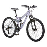 Mongoose Maxim Bicicleta Con Suspensión Completa, 24, Para. Color Lavanda