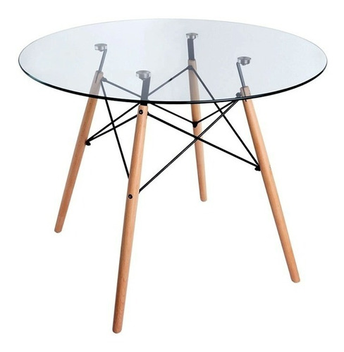 Mesa De Comedor Redonda Vidrio Nordica 100cm Eames Ct