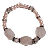 Pulsera De Cuarzo Rosa, Piedras Naturales