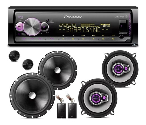 Som Pioneer Mvh-x3000br Bluetooth + Kit 2 Vias + 2 Falantes