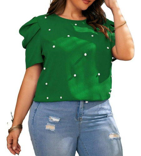 Blusa Manga Princesa Polera De Mujer Extralinda Con Perlas