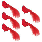 5 Aves Rojas Artificiales Clip Decoración Navideña