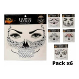 Face Sticker Para Hallowen Maquillaje Catrina Brillo X6