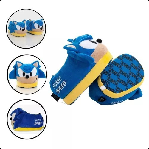 Pantufa Infantil Sonic 3d Solado De Borracha-zona Criativa