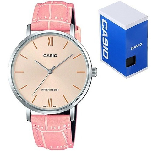 Reloj Casio Dama Ltp Vt01l Cuero Rosa Cristal Numero Romano