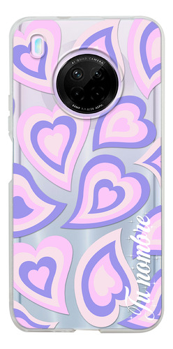 Funda Para Huawei Para Mujer Corazones Morados Con Nombre