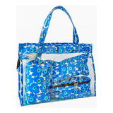 Bolsa Organizadora De Viaje Cosmetiquera Multiusos 4 Piezas Color Azul Flores