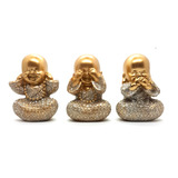 Trio De Buda Bebê Cego Surdo Mudo Baby Buda Estatueta 9 Cm