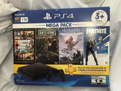 Consola Ps4 Slim 1 Tb Megapack Con 3 Juegos Gta V, Days Gone