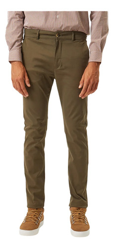 Pantalón Chino Huez Slim Fit, Hombre Gabardina Verde, Equus