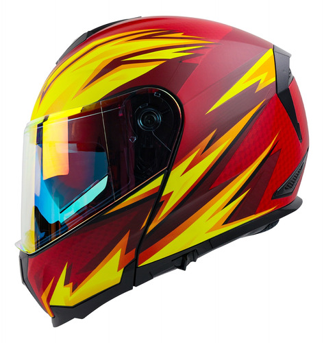 Casco De Moto Abatible Con Luz Led Certificado Roda Luminar