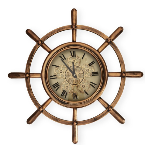 Reloj De Pared Con Engranes En Forma De Timón De Barco