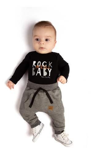 Roupa De Bebê Menino Conjunto Body E Calça - Rock Baby