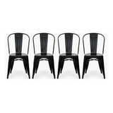 Pack 4 Sillas Tolix Asiento Metal Negro Form