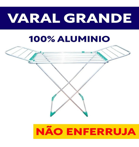 Varal De Chão Alumínio Grande Com Abas Dobravel Retratil 