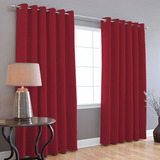 Cortinas Blackout Melocotton - Color Rubí - 275cm De Ancho X 215cm De Alto En 2 Páneles - Aislamiento Térmico , Reduce El Ruido Exterior , Cortinas Opacas Con Ojales , Lavable En Casa