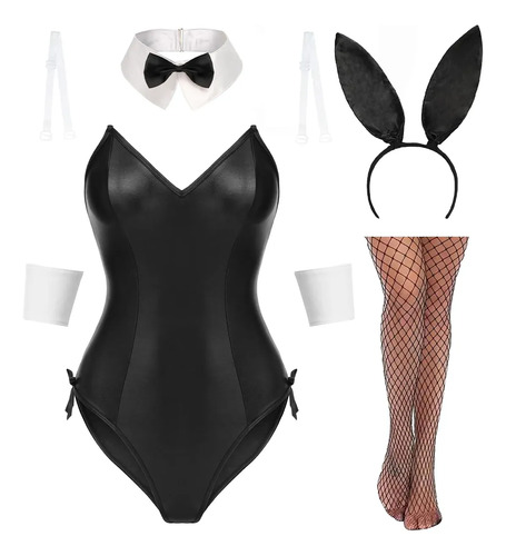 Conjunto De Disfraz De Conejita Para Mujer, Mono De Una Pieza, Traje De Cosplay Para Halloween, Diadema De Conejita Y Medias | MercadoLibre