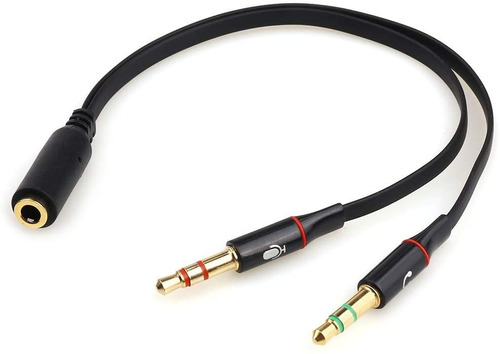 Cable Auxiliar 1x2 3.5mm Audifono Y Microfono Convertidor