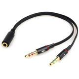 Cable Auxiliar 1x2 3.5mm Audifono Y Microfono Convertidor