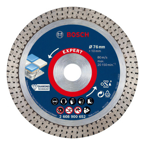 Disco De Diamante Bosch Expert De Cerámica Dura De 76 Mm