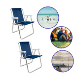 2 Cadeiras De Praia Piscina Alta Alumínio Dobrável 110kg Mor