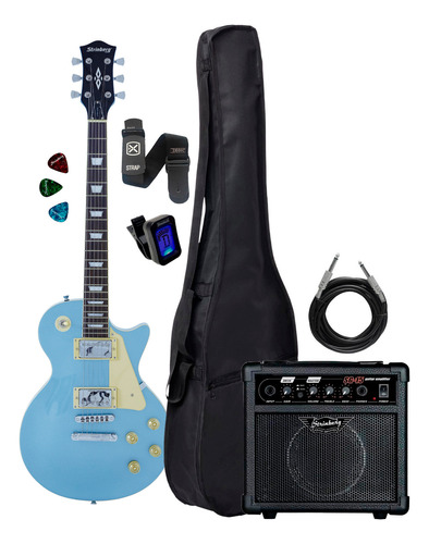 Kit Guitarra Lps230 Mb Azul Capa Cubo Strinberg + Acessórios